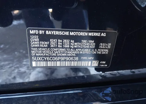 2023 BMW X6 xDrive40I from USA, damaged, VIN 5UXCY6C06P9P90638